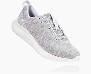 Hoka Hupana Flow Wool Wide Lunar Rock/Blanc De Blanc | 28376WLIZ