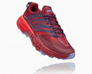 Hoka Speedgoat 4 Wide Dark Brown / Red | 49062RWVY