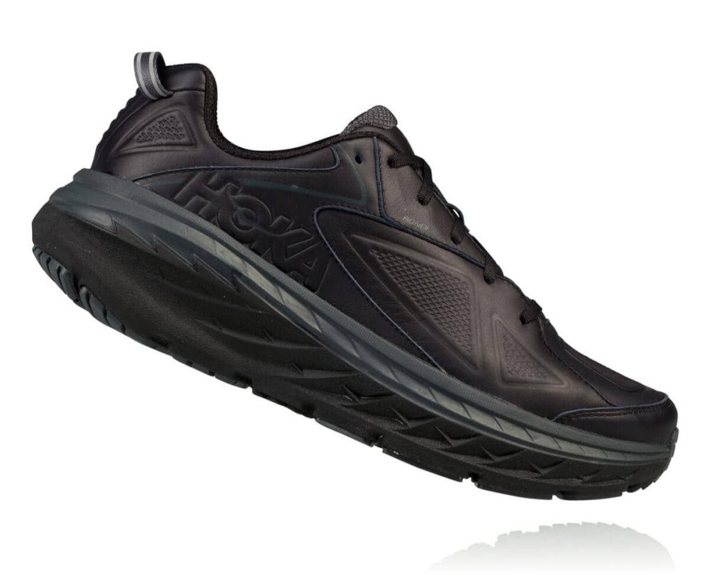 Hoka Bondi Leather Black | 17354WSQC