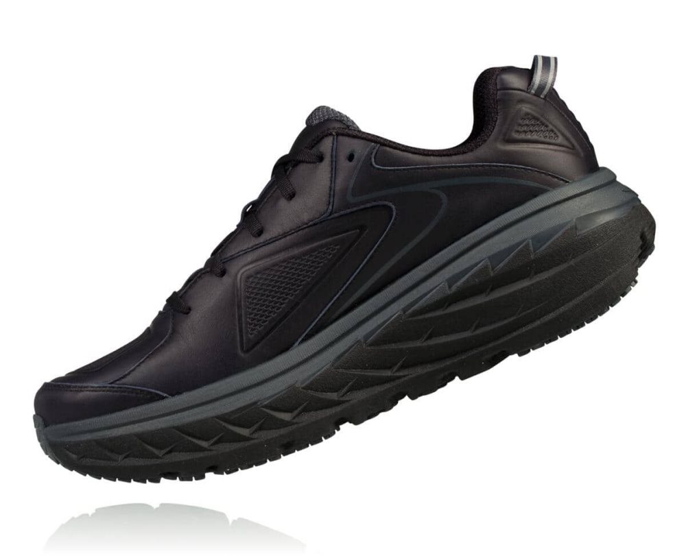 Hoka Bondi Leather Black | 17354WSQC