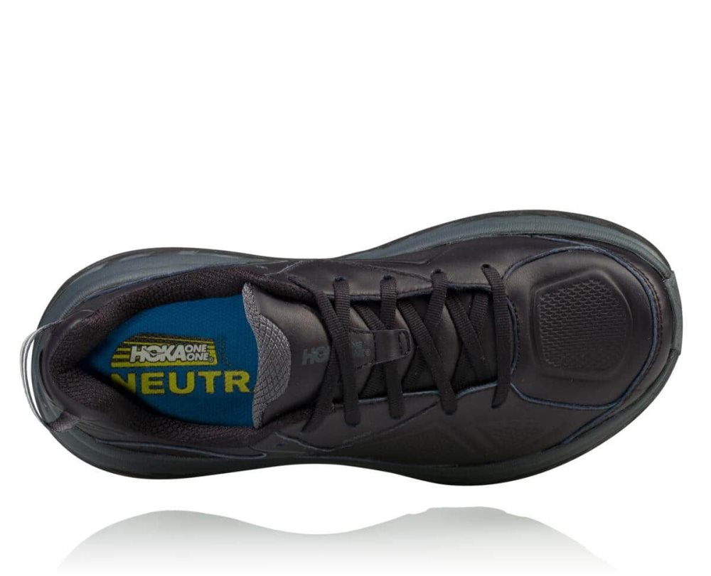 Hoka Bondi Leather Black | 17354WSQC