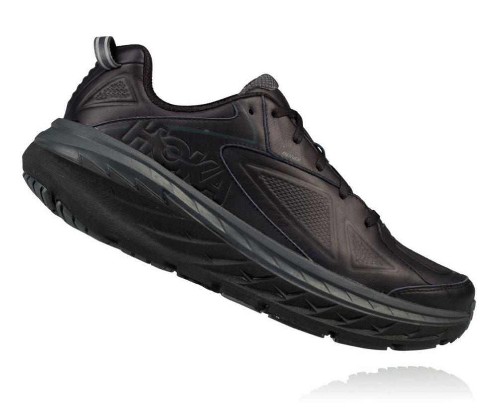 Hoka Bondi Leather Black | 32690EGMF