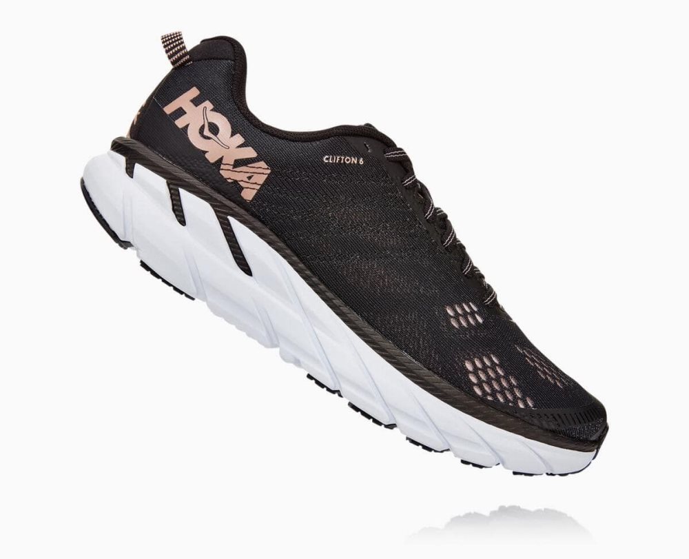 Hoka Clifton 6 Black / Rose Gold | 21340GJQY