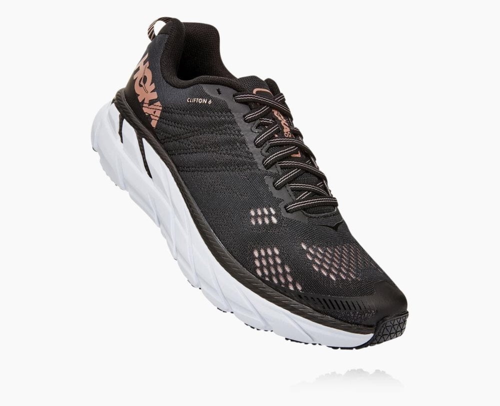 Hoka Clifton 6 Black / Rose Gold | 21340GJQY