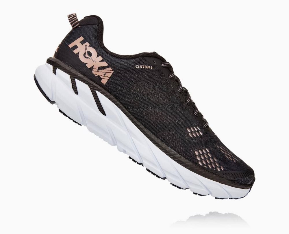 Hoka Clifton 6 Black / Rose Gold | 39482JSDU