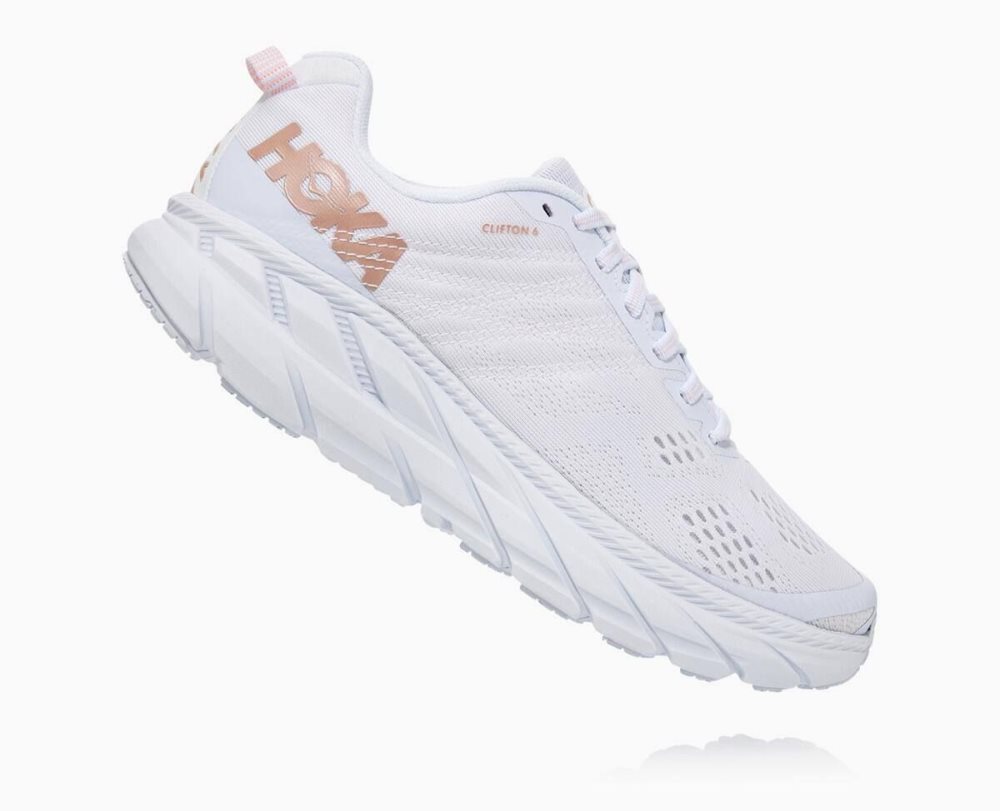 Hoka Clifton 6 White / Rose Gold | 12548UGQK