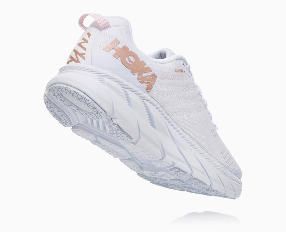 Hoka Clifton 6 White / Rose Gold | 12548UGQK