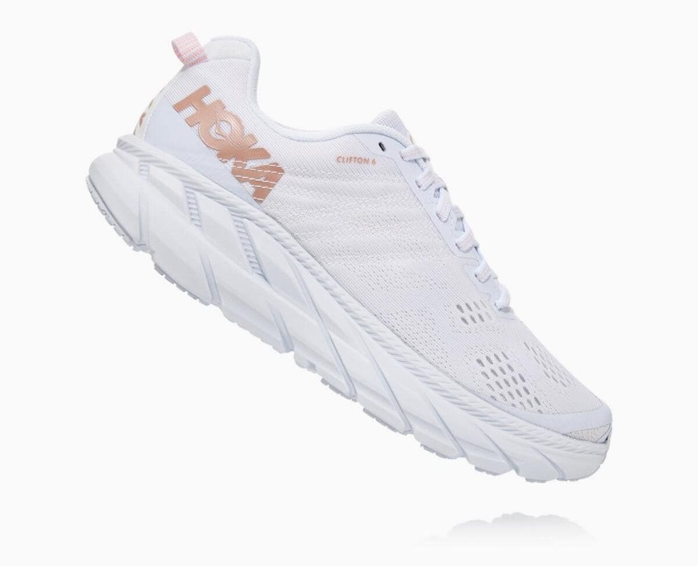 Hoka Clifton 6 White / Rose Gold | 73615QIMA