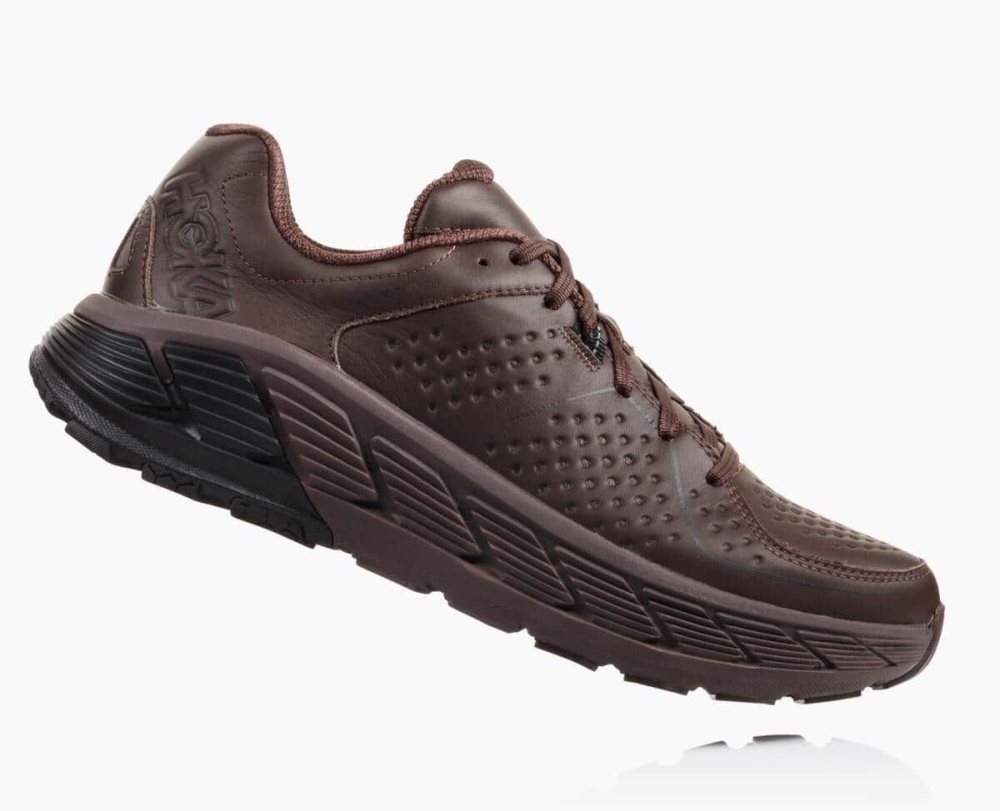 Hoka Gaviota Leather Coffee / Black | 52640HMWS