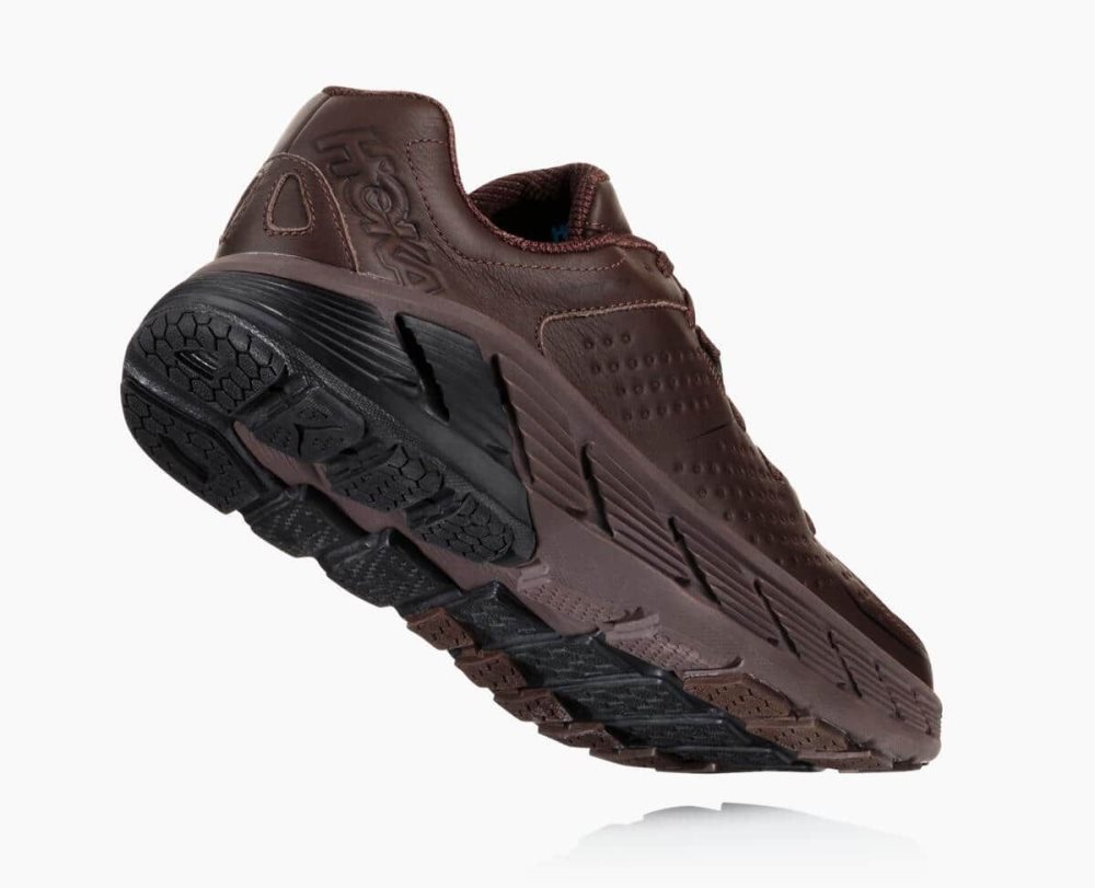 Hoka Gaviota Leather Coffee / Black | 52640HMWS