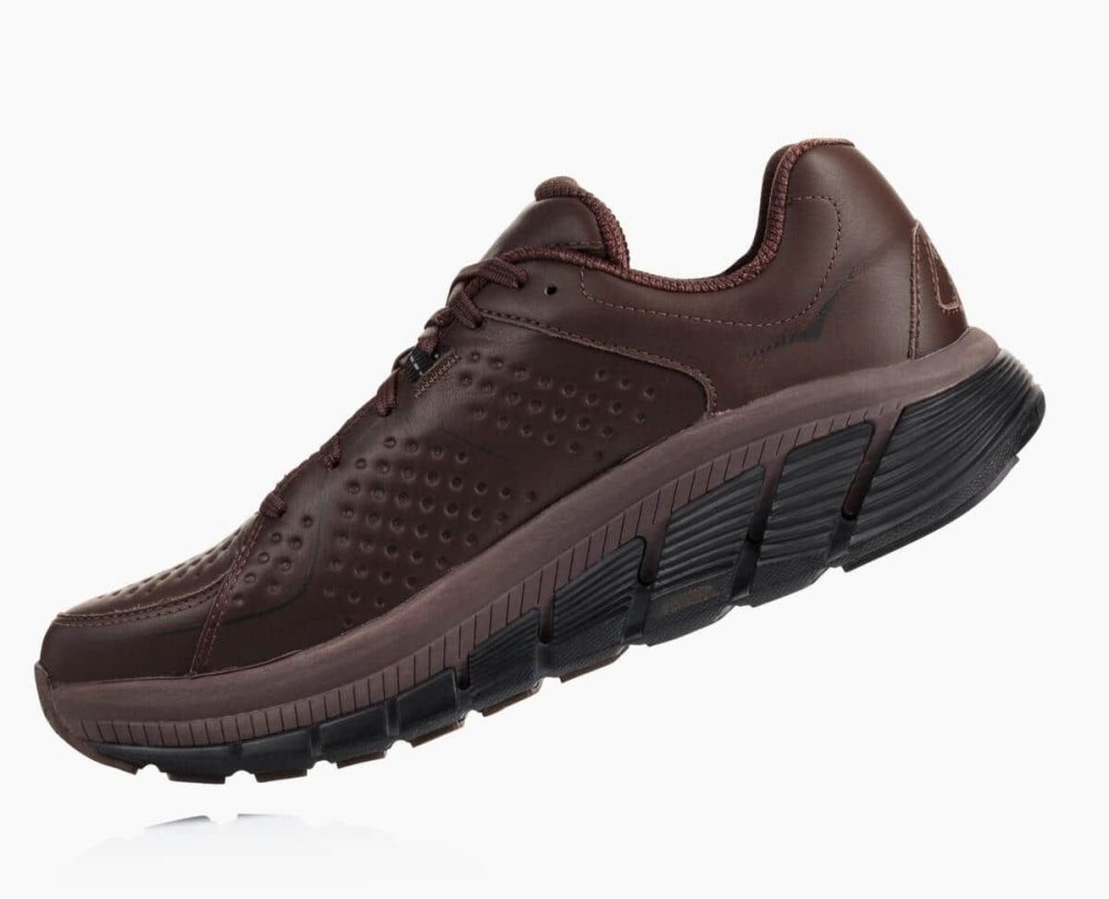 Hoka Gaviota Leather Coffee / Black | 52640HMWS