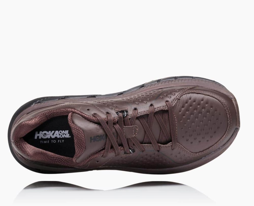 Hoka Gaviota Leather Coffee / Black | 52640HMWS