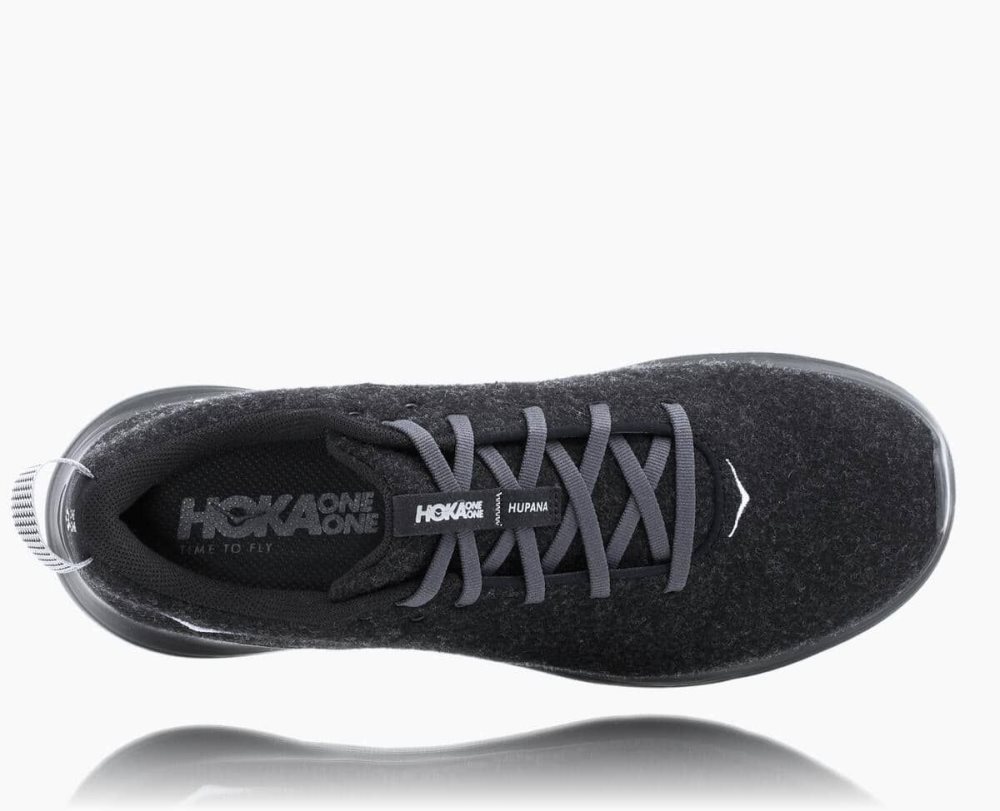 Hoka Hupana Flow Wool Black / Dark Grey | 57093NTVY