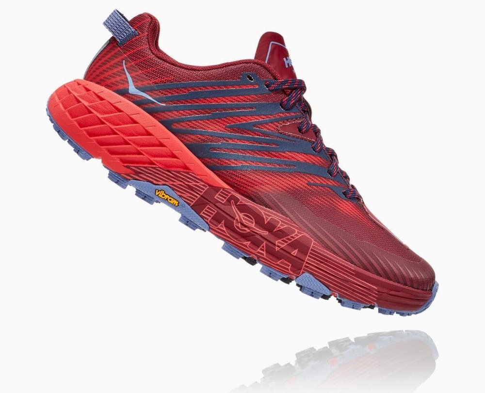 Hoka Speedgoat 4 Wide Dark Brown / Red | 49062RWVY