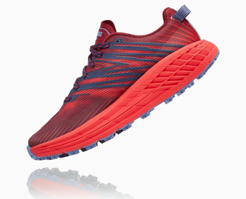 Hoka Speedgoat 4 Wide Dark Brown / Red | 49062RWVY