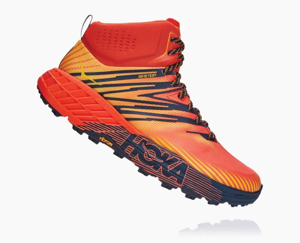 Hoka Speedgoat Mid GORE Red / Gold | 39482JFMW