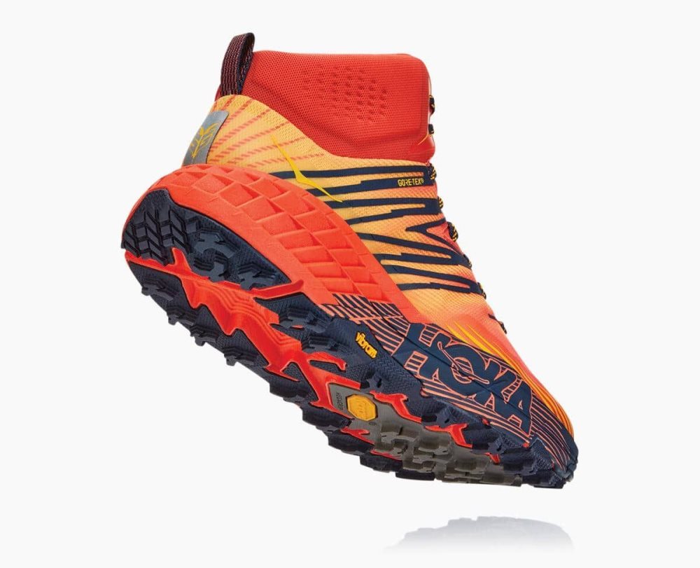 Hoka Speedgoat Mid GORE Red / Gold | 39482JFMW