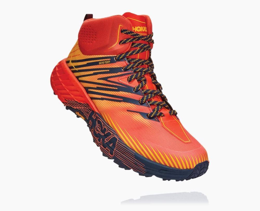 Hoka Speedgoat Mid GORE Red / Gold | 39482JFMW